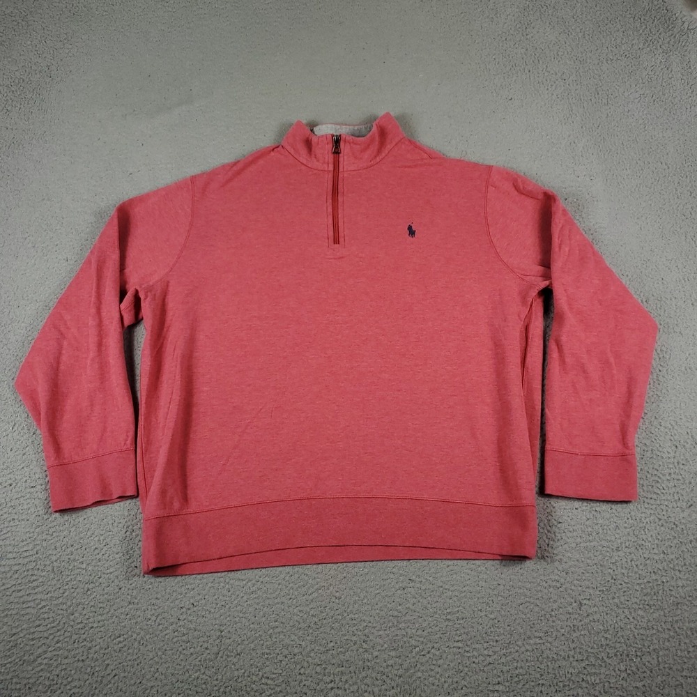 Ralph Lauren Sweater Mens XL Red Performance Blue Pony 1/4 Zip Sweatshirt